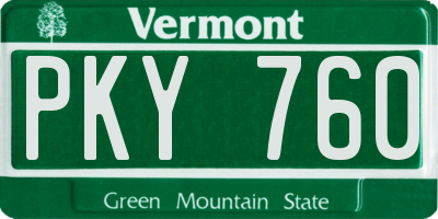 VT license plate PKY760