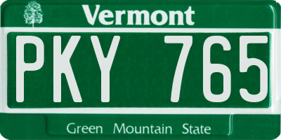 VT license plate PKY765