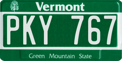 VT license plate PKY767