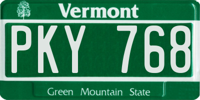 VT license plate PKY768