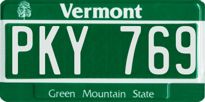 VT license plate PKY769