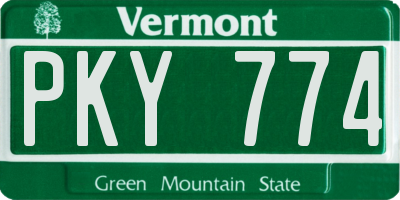 VT license plate PKY774