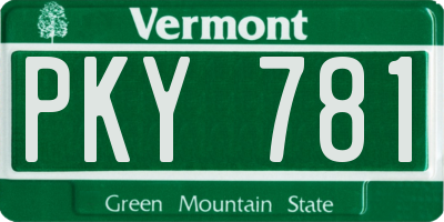 VT license plate PKY781