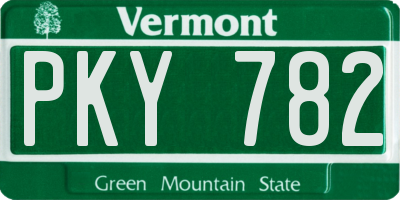 VT license plate PKY782