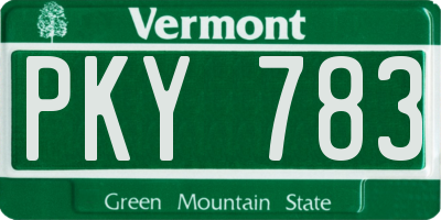 VT license plate PKY783