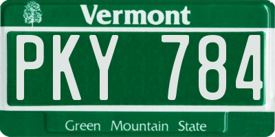 VT license plate PKY784