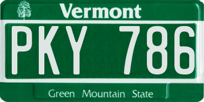 VT license plate PKY786