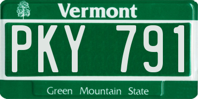 VT license plate PKY791