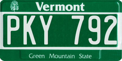 VT license plate PKY792