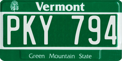 VT license plate PKY794