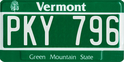 VT license plate PKY796