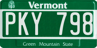 VT license plate PKY798
