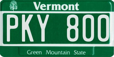 VT license plate PKY800