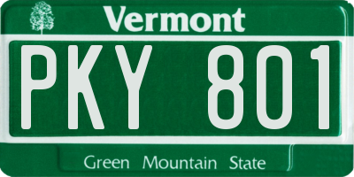 VT license plate PKY801