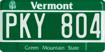 VT license plate PKY804