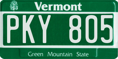 VT license plate PKY805