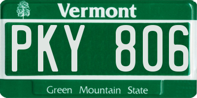 VT license plate PKY806