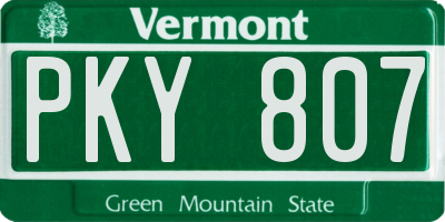 VT license plate PKY807