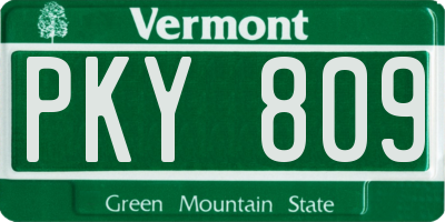 VT license plate PKY809