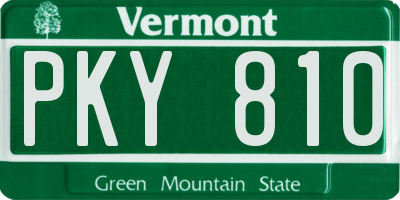 VT license plate PKY810