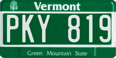 VT license plate PKY819