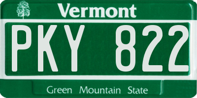 VT license plate PKY822