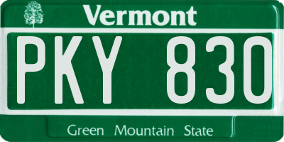 VT license plate PKY830