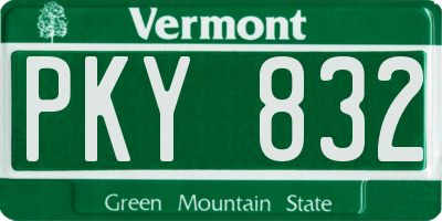 VT license plate PKY832