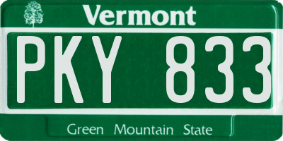 VT license plate PKY833
