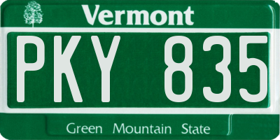 VT license plate PKY835