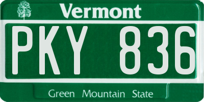 VT license plate PKY836