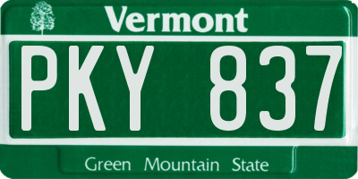 VT license plate PKY837