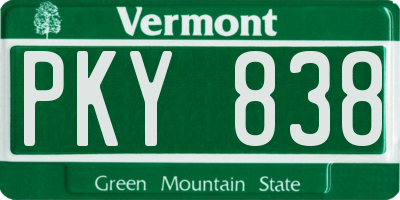 VT license plate PKY838