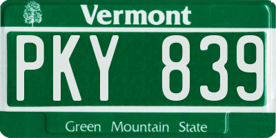 VT license plate PKY839