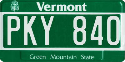 VT license plate PKY840