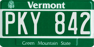 VT license plate PKY842