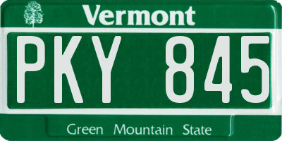 VT license plate PKY845