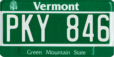 VT license plate PKY846