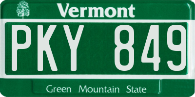 VT license plate PKY849