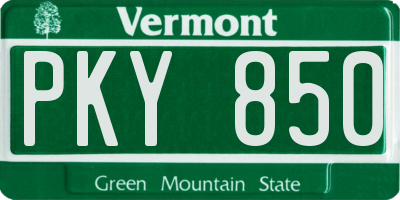 VT license plate PKY850