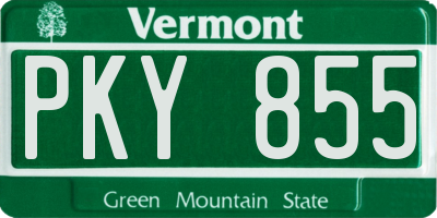 VT license plate PKY855