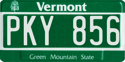VT license plate PKY856