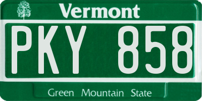 VT license plate PKY858