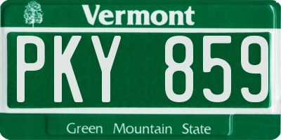 VT license plate PKY859