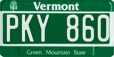 VT license plate PKY860
