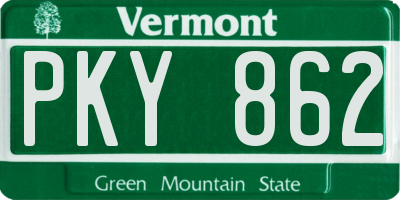VT license plate PKY862