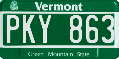 VT license plate PKY863