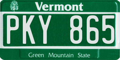 VT license plate PKY865