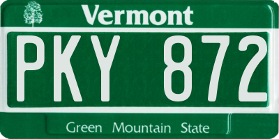 VT license plate PKY872
