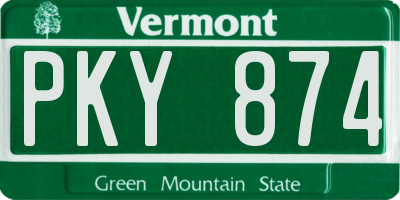 VT license plate PKY874